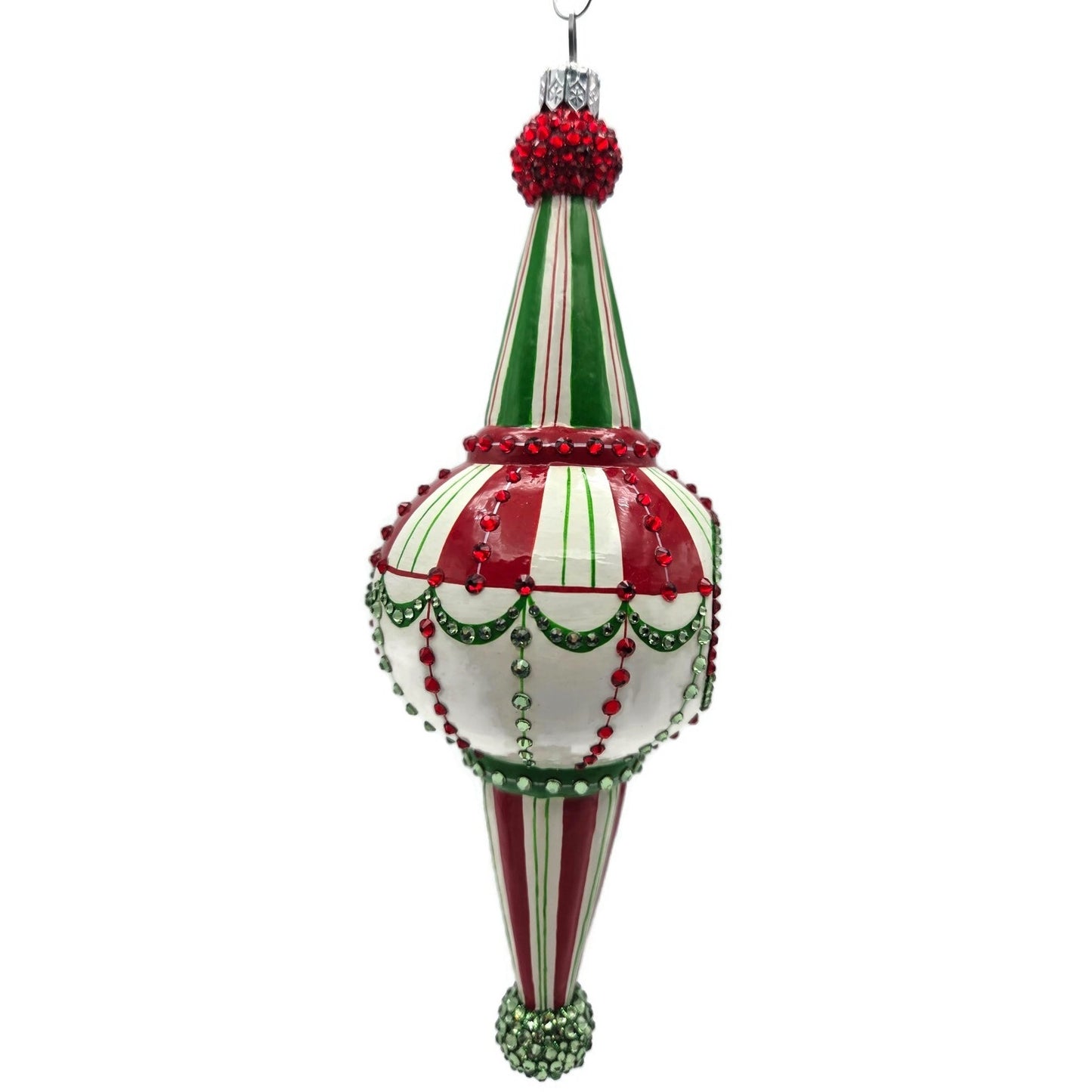 Patricia Breen Looking Glass Stripes and Swags Reflector Christmas Tree Ornament