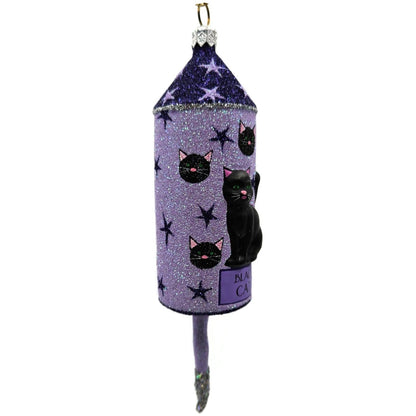 Patricia Breen Halloween Blastoff Violet Stars Black Cat Christmas Ornament 2228