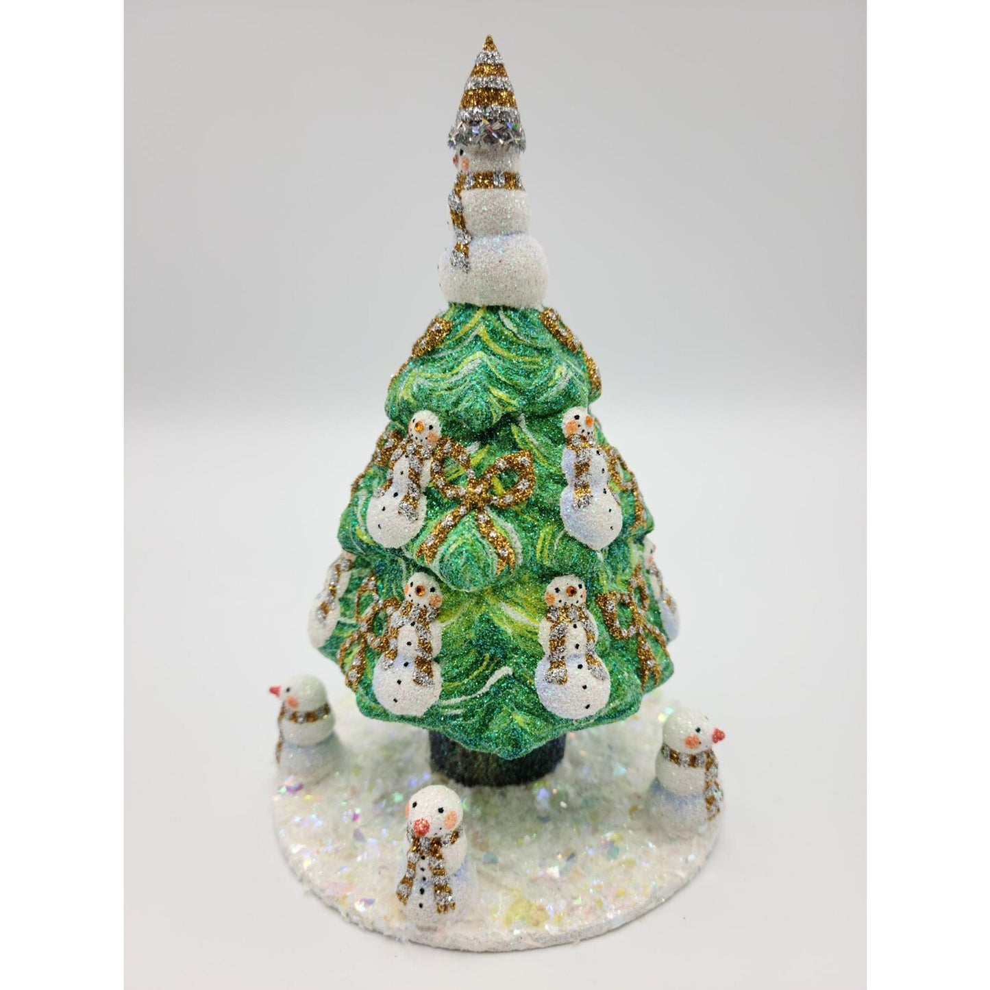 Patricia Breen Snowman Topiary Gold Silver Free Standing Christmas Tree Ornament