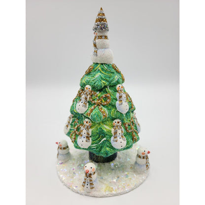 Patricia Breen Snowman Topiary Gold Silver Free Standing Christmas Ornament