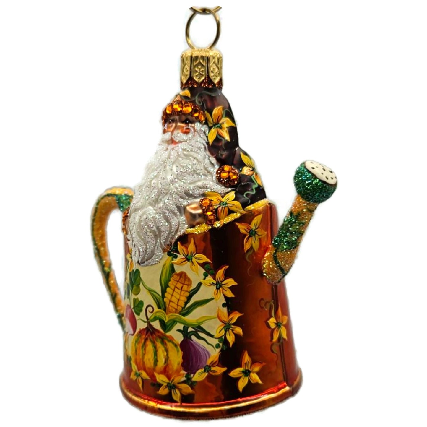 Patricia Breen Elaine's Santa Claus Watering Can Autumnal Jeweled Fall Ornament