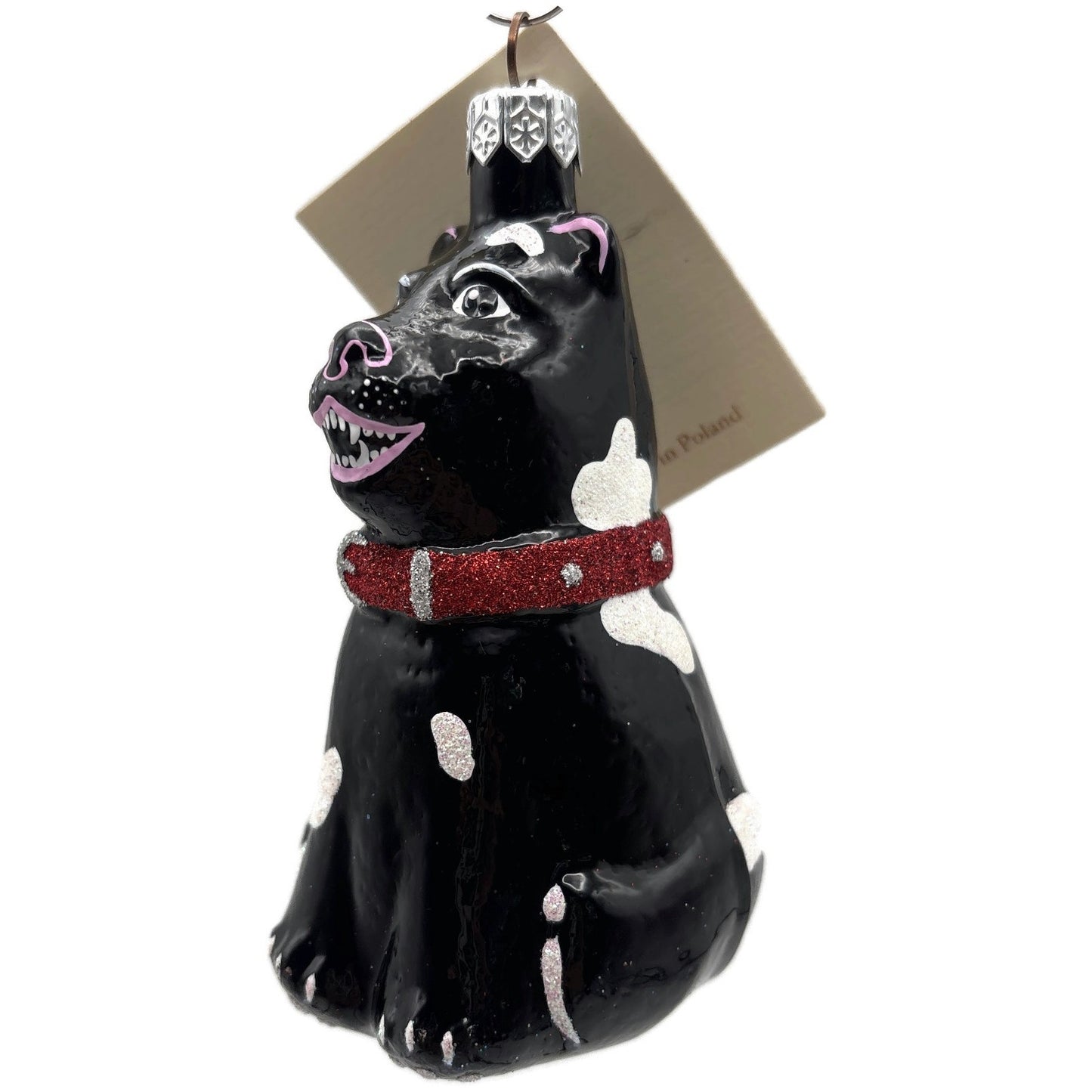 Patricia Breen Laughing Dog Black Fangs Sitting Pet Christmas Tree Ornament