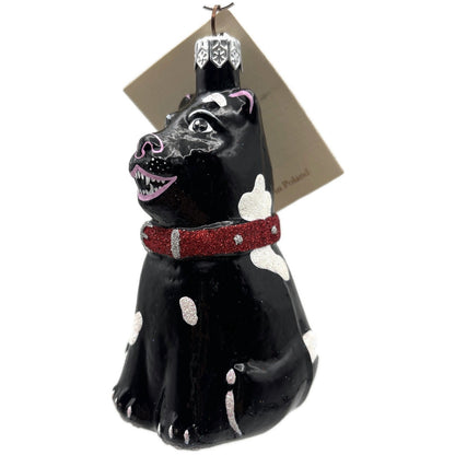 Patricia Breen Laughing Dog Black Fangs Sitting Pet Christmas Tree Ornament
