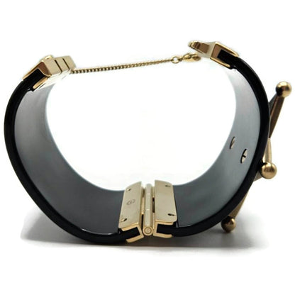 Co Co Chanel Paris Dallas Sheriff Star A A86470 Wide Cuff Black Gold Bracelet