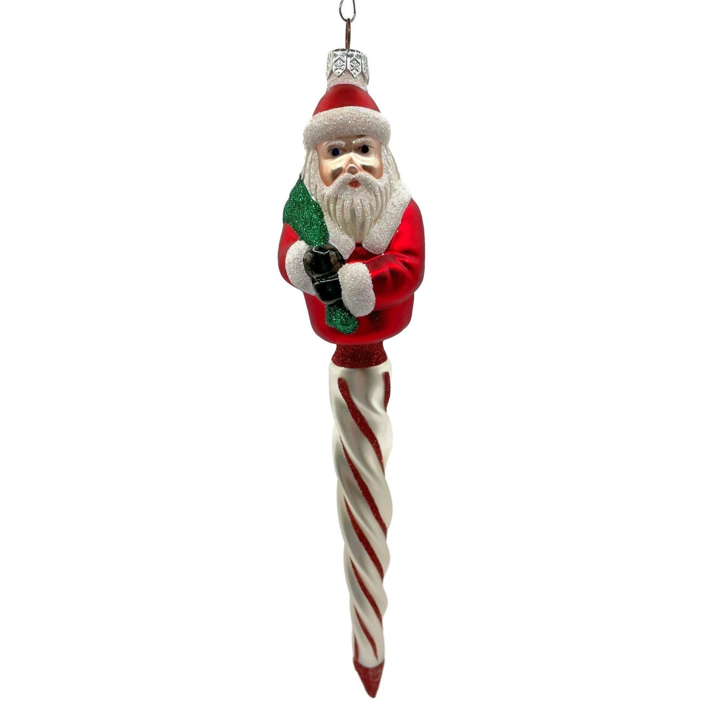 Patricia Breen Spiraling Santa Claus Red Stripes Icicle Christmas Tree Ornament