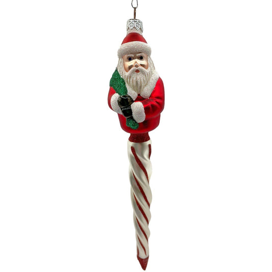 Patricia Breen Spiraling Santa Claus Red Stripes Icicle Christmas Tree Ornament