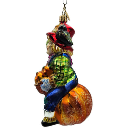 Christopher Radko Pumpkin Patch Pal Plaid Scarecrow Halloween Christmas Ornament