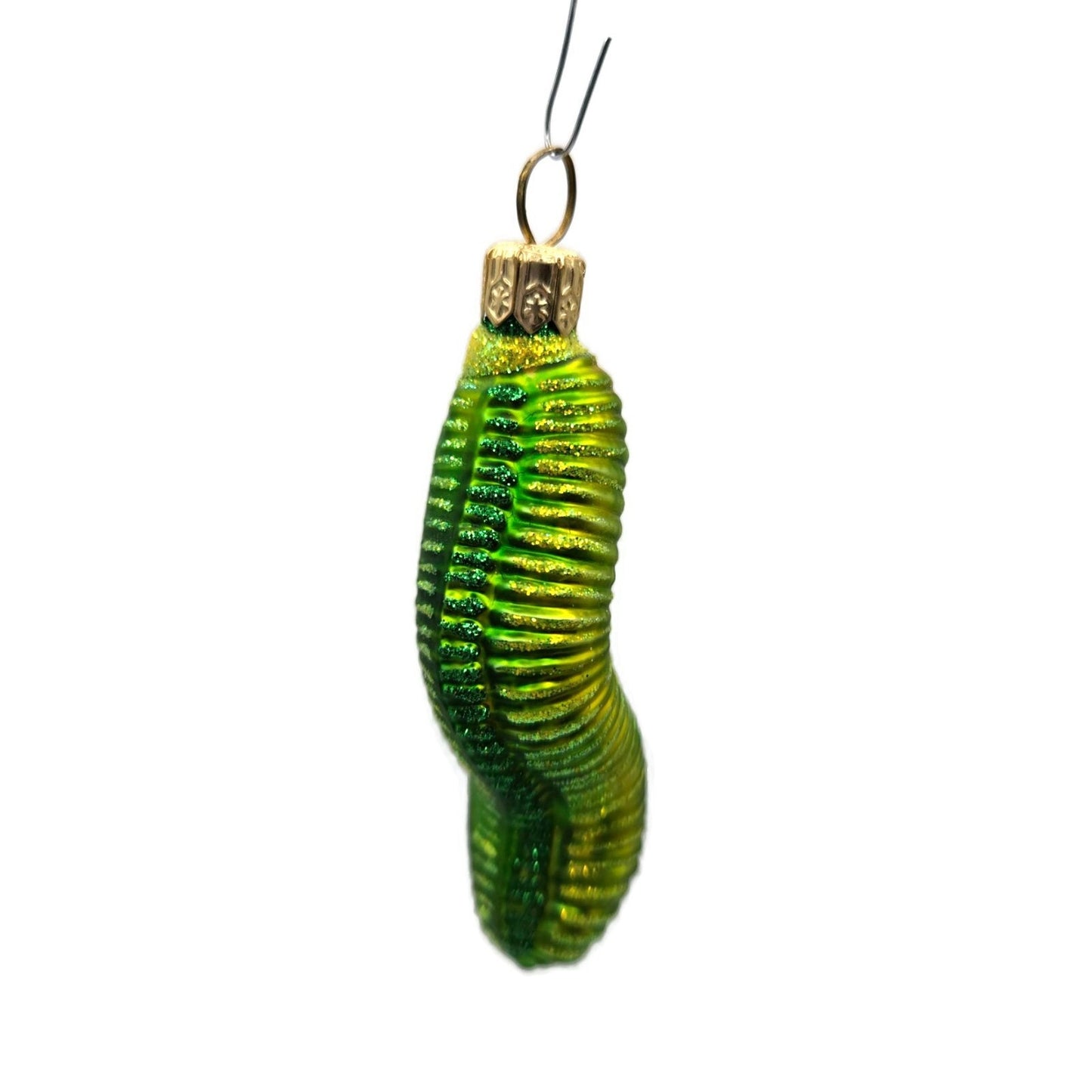 Patricia Breen Bugs Caterpillar Green Glittered Christmas Holiday Ornament 2311
