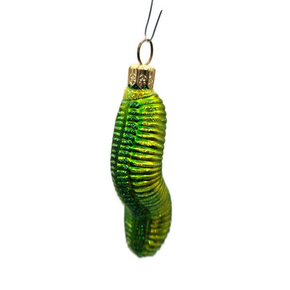 Patricia Breen Bugs Caterpillar Green Glittered Christmas Holiday Ornament 2311
