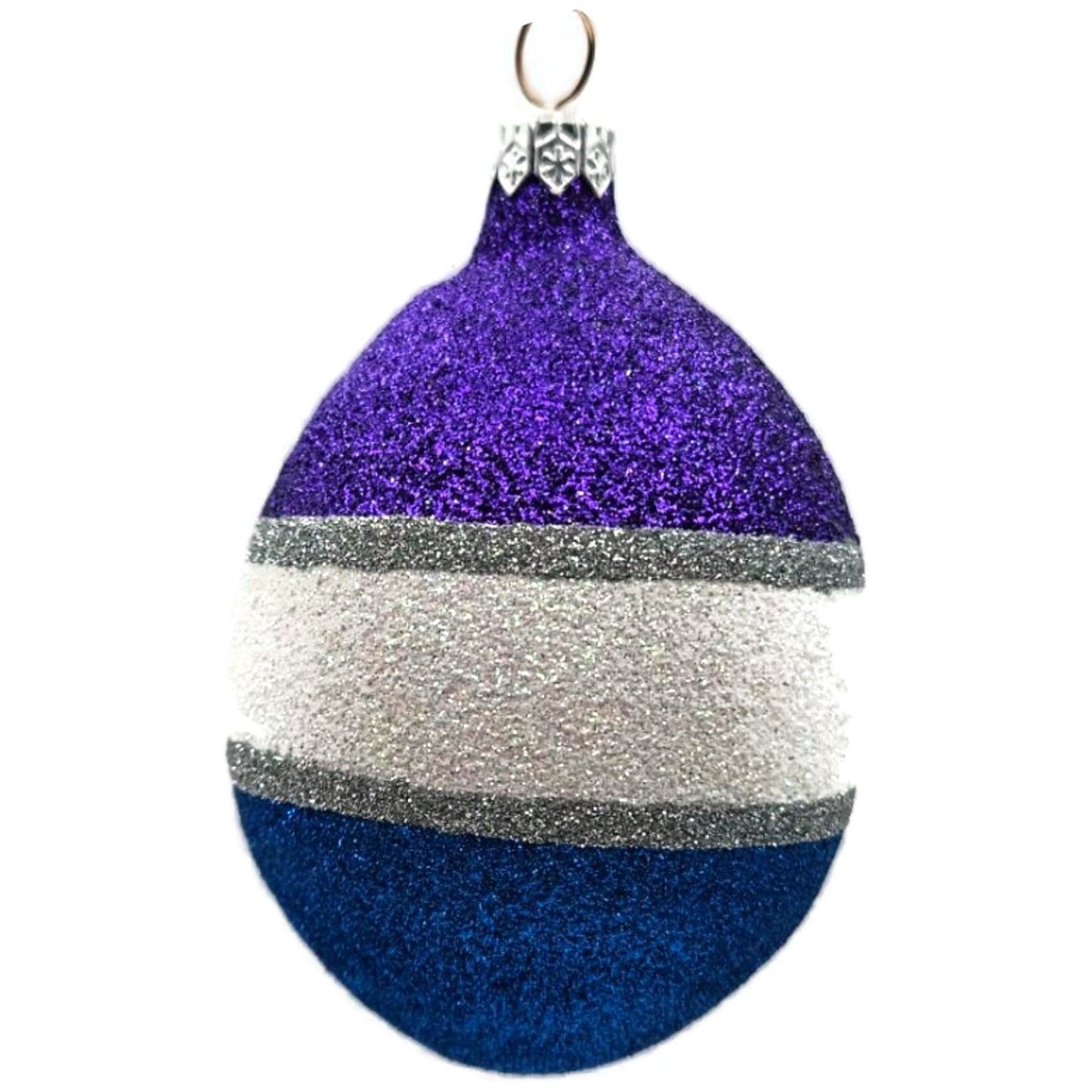 Patricia Breen Egg Blue White Purple Striped Easter Christmas Tree Ornament TCS