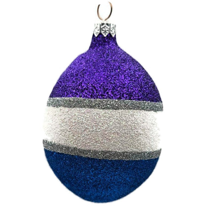 Patricia Breen Egg Blue White Purple Striped Easter Christmas Tree Ornament TCS