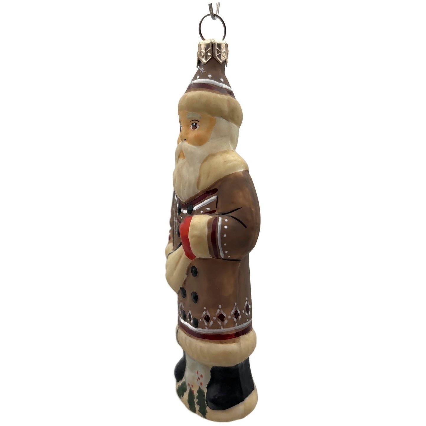 Vaillancourt Folk Art Brown Father Santa Claus Christmas Tree Ornament