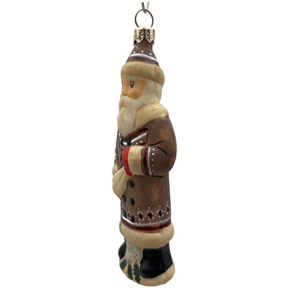 Vaillancourt Folk Art Brown Father Santa Claus Christmas Tree Ornament