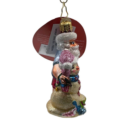 Christopher Radko Sandy Snow Team Gem Santa Claus Beach Christmas Ornament