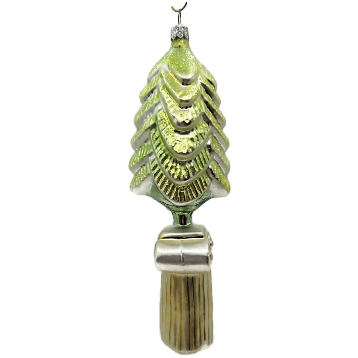 Christopher Radko Classic Christmas Column With Tree Green Ornament 93-408-0
