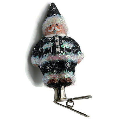 Patricia Breen Charming Claus Black Clip On Glitter Christmas Tree Ornament