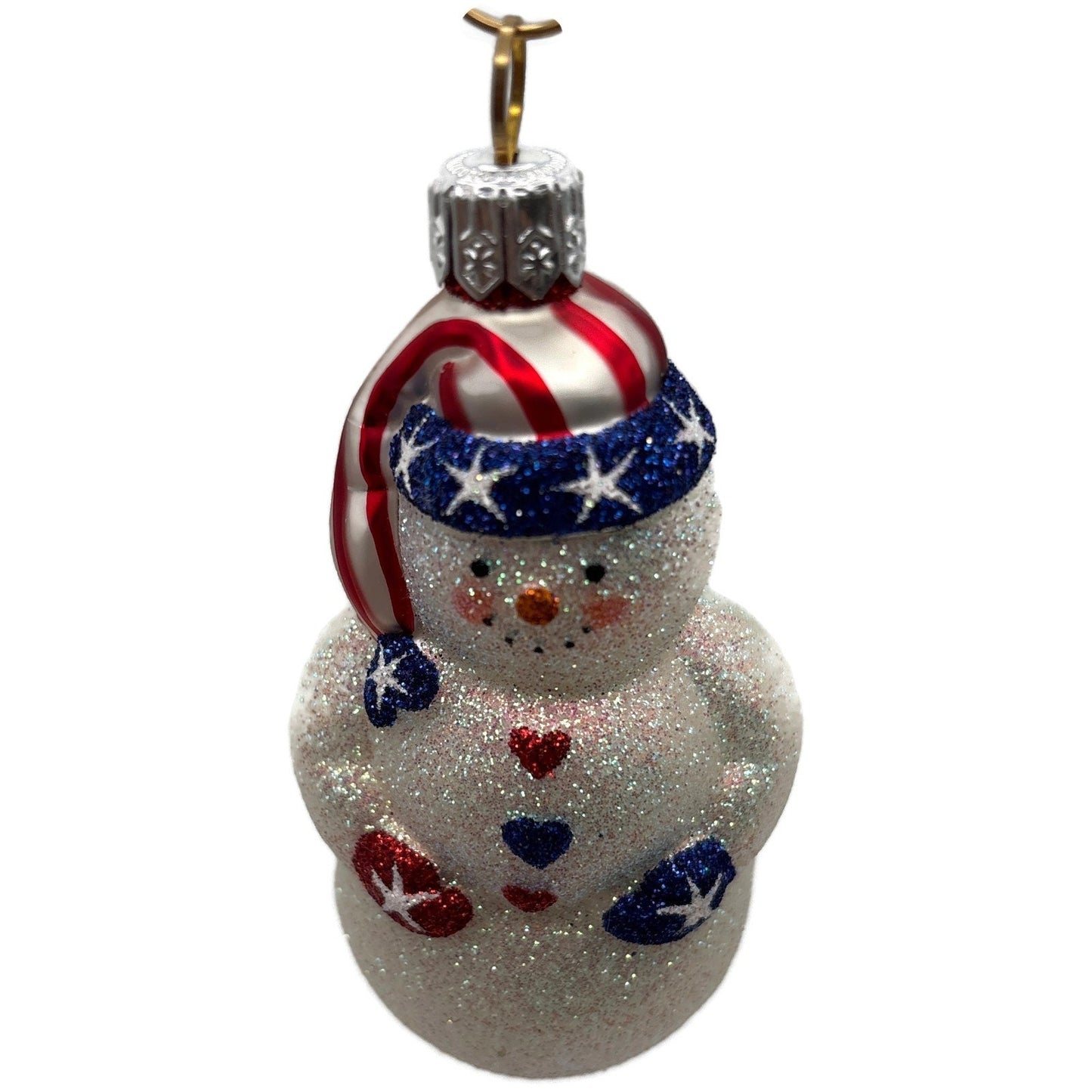 Patricia Breen Loving Snowman Patriotic Star Striped Christmas Tree Ornament