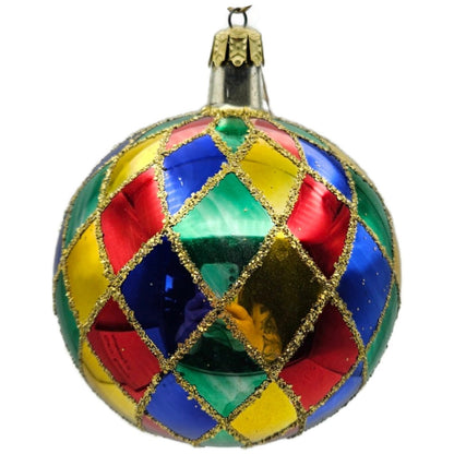 Christopher Radko Carnival Harlequin Ball Orb Christmas Tree Ornament