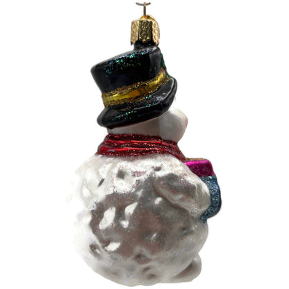 Old World Christmas Lumpy Snowman Wreath Merck Family Glass Holiday Ornament