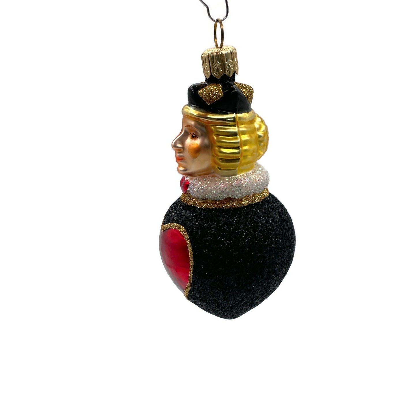 Patricia Breen Miniature Queen of Hearts Black Shiny Heart Valentines Ornament