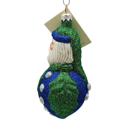 Patricia Breen Hollyberry Santa Claus Blue Green Christmas Holiday Tree Ornament