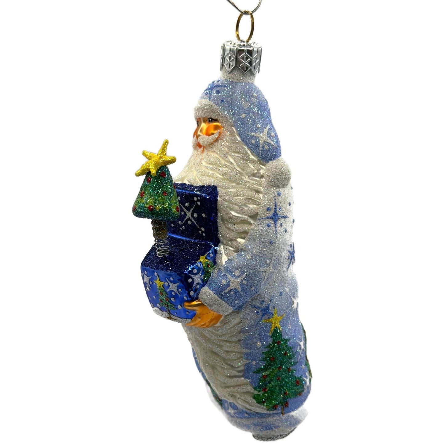Patricia Breen Jack In The Box Santa Blue Snowflakes Christmas Tree Ornament NM