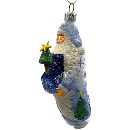 Patricia Breen Jack In The Box Santa Blue Snowflakes Christmas Tree Ornament NM