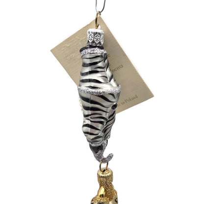 Patricia Breen Cirque De Nicoud Linked Santa Leopard Zebra Christmas Ornament