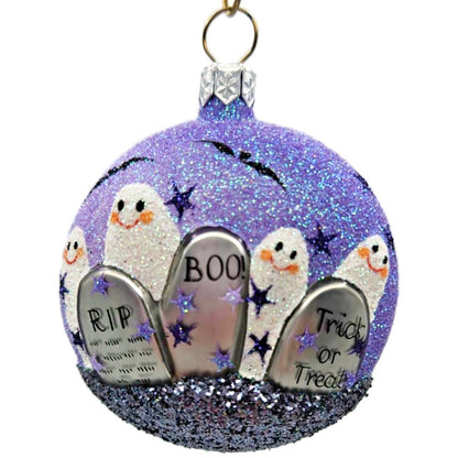 Patricia Breen Mount Auburn Medallion Graveyard Ghost Purple Halloween Ornament