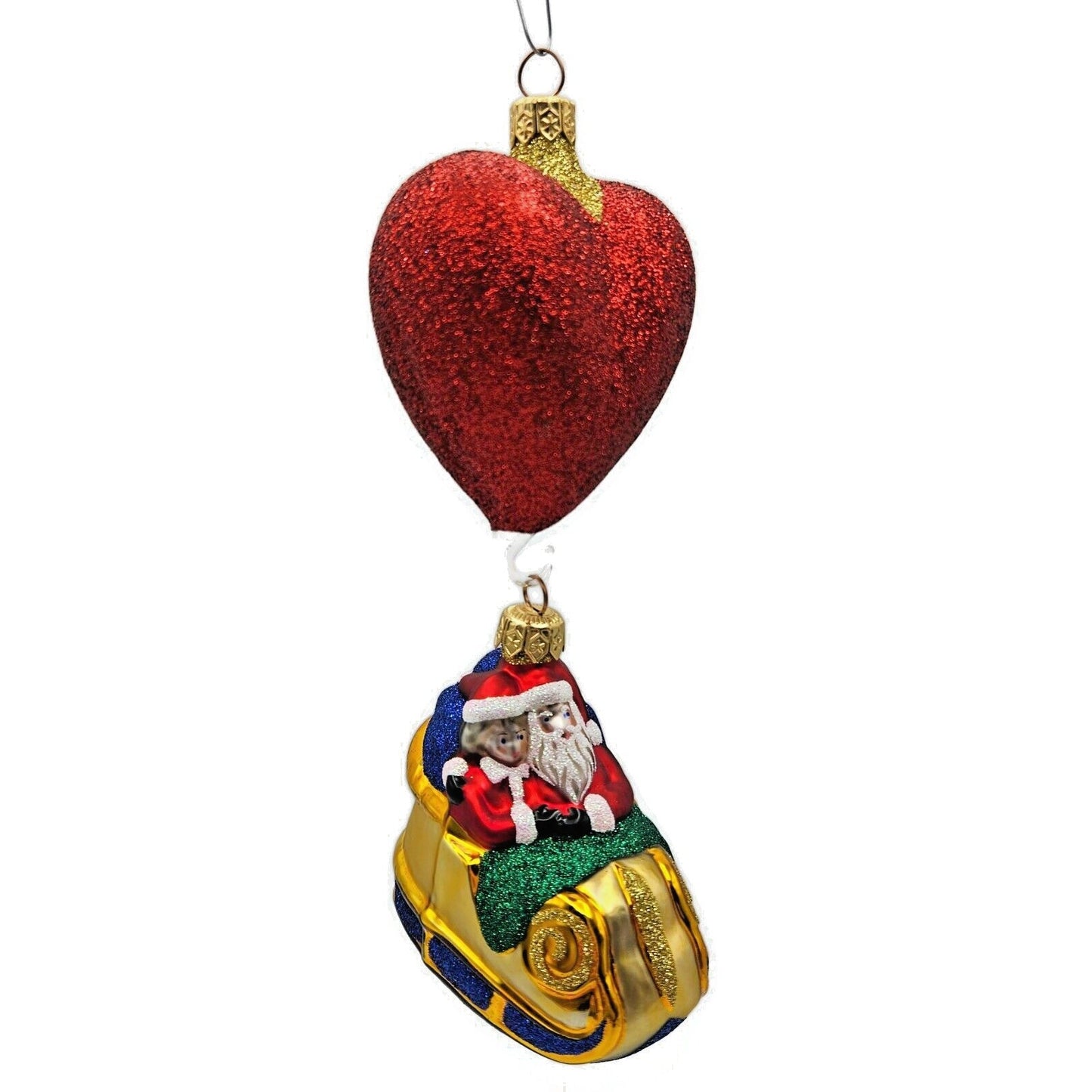 Patricia Breen Love is in the Air Gold Santa Claus Heart Christmas Tree Ornament