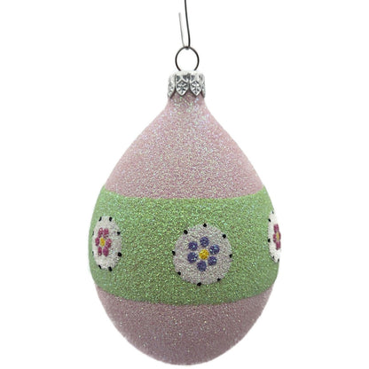 Patricia Breen Easter Egg Green Thick Stripe Floral Easter Christmas Ornament