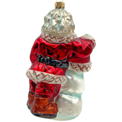 Christopher Radko Frosty Santa Claus Snowman Glass Christmas Ornament 98-317-0