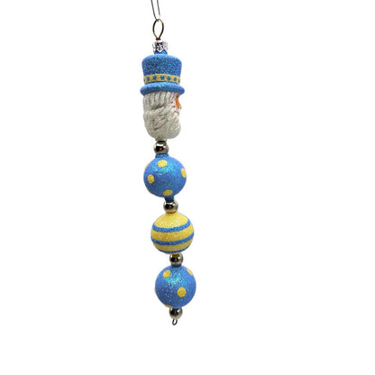 Patricia Breen Kinetic Icicle Blue Yellow Polka Dot Santa Easter Ornament 2326