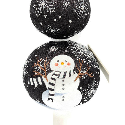 Patricia Breen Snowman Finial Black Snowflakes Christmas Holiday Tree Topper