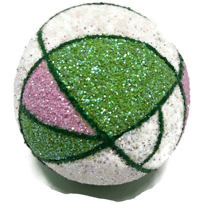 Patricia Breen Miniature Egg De Stijl Green Pink White Glitter Easter Ornament