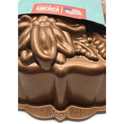 Wildflower Loaf Cake Pan Heavy Cast Aluminum 6 Cup Non Stick Dessert NordicWare