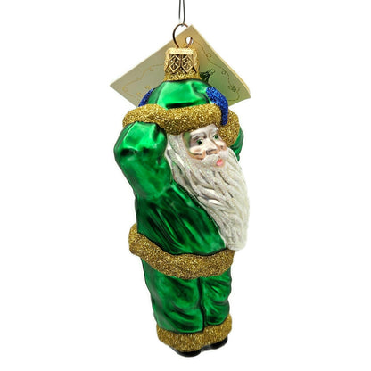 Patricia Breen Hold Onto Your Hat Green Santa Claus Christmas Tree Ornament