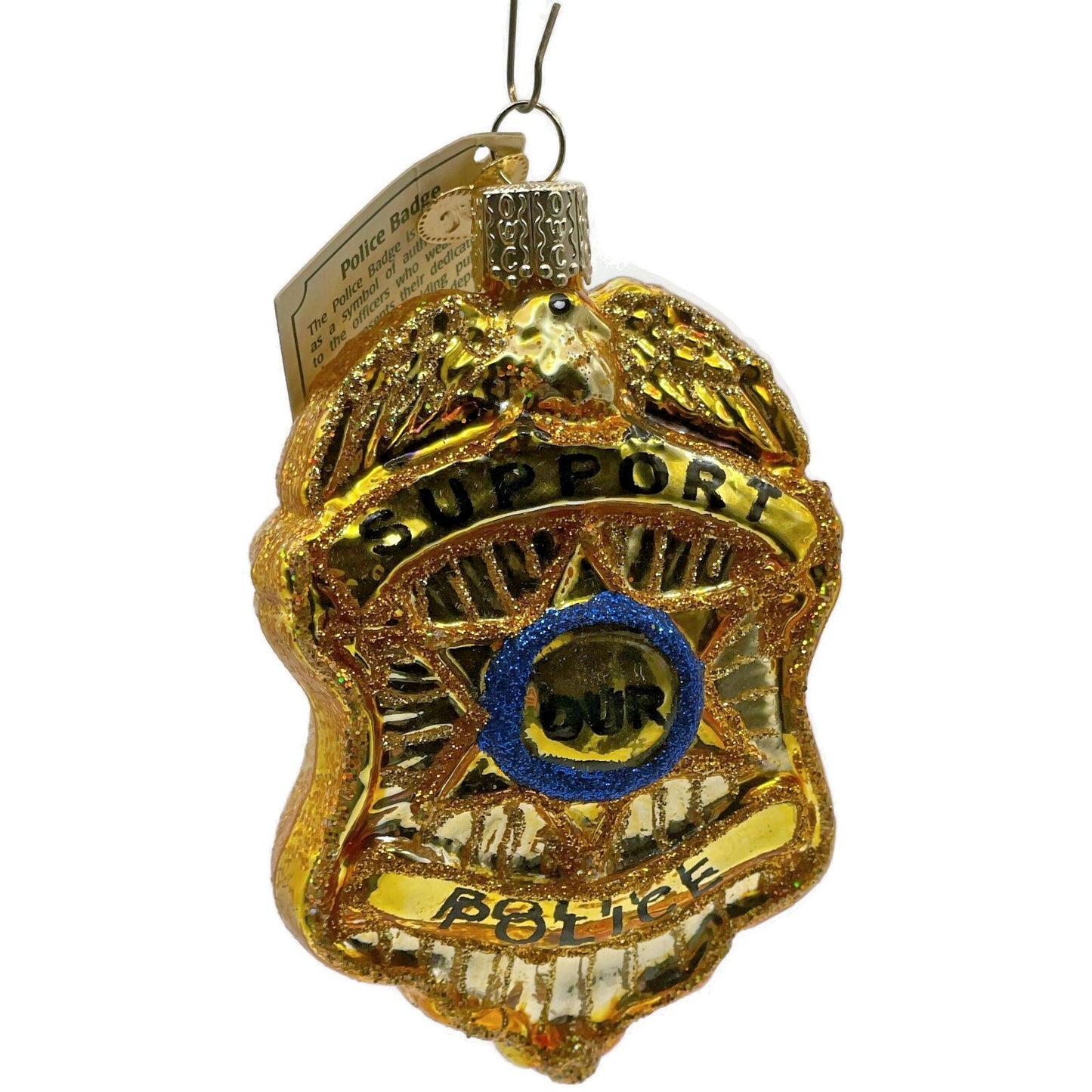 Ornament Police Badge Old World Christmas God Bless America Christmas Tree OWC