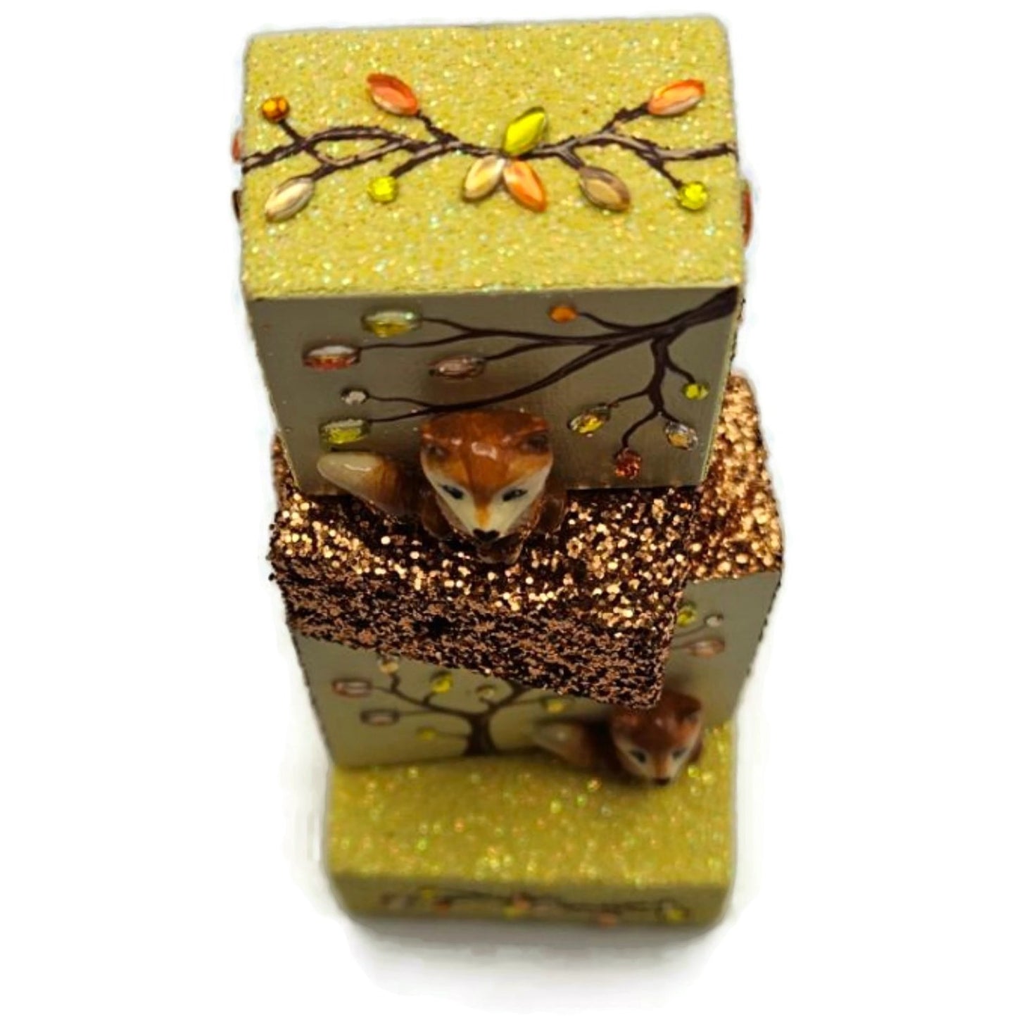 Patricia Breen Presenting Gold Fox Fall Leaves Free Standing Ornament Set