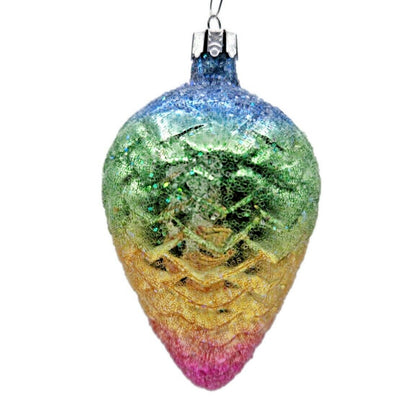 Christopher Radko Rainbow Pine Cone Glass Christmas Tree Ornament 91-105-0
