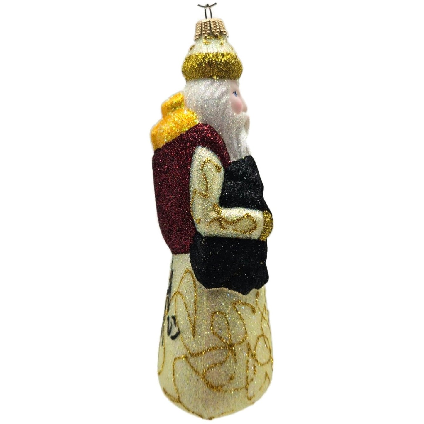 Larry Fraga Mr. Fabulous Santa Tree Gold Stars Glitter Series Christmas Ornament