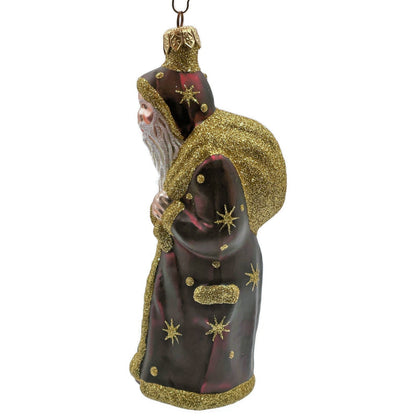 Patricia Breen Father Time Bordeaux Polka Dots Snowflakes Christmas Ornament