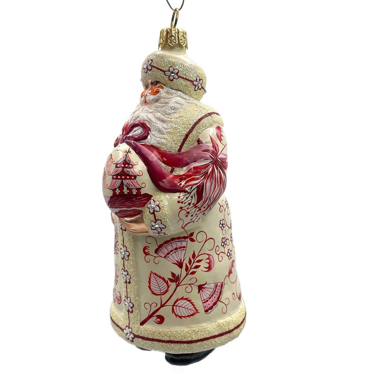 Patricia Breen Splendid Santa Chinoiserie Red Christmas Holiday Tree Ornament