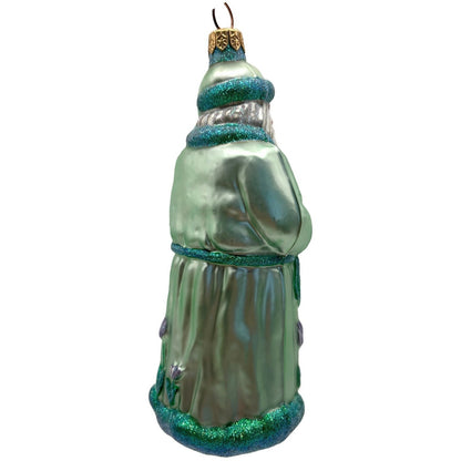 Patricia Breen Santa Dreams of Spring Flowers Gold Green Christmas Tree Ornament