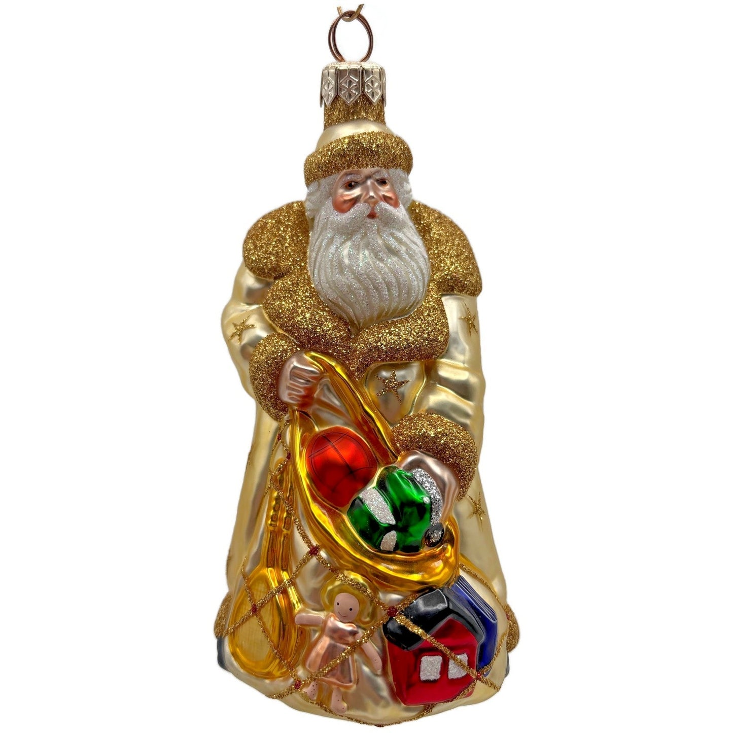 Patricia Breen Presents Gold Stars Santa Claus Gifts Toys Christmas Ornament