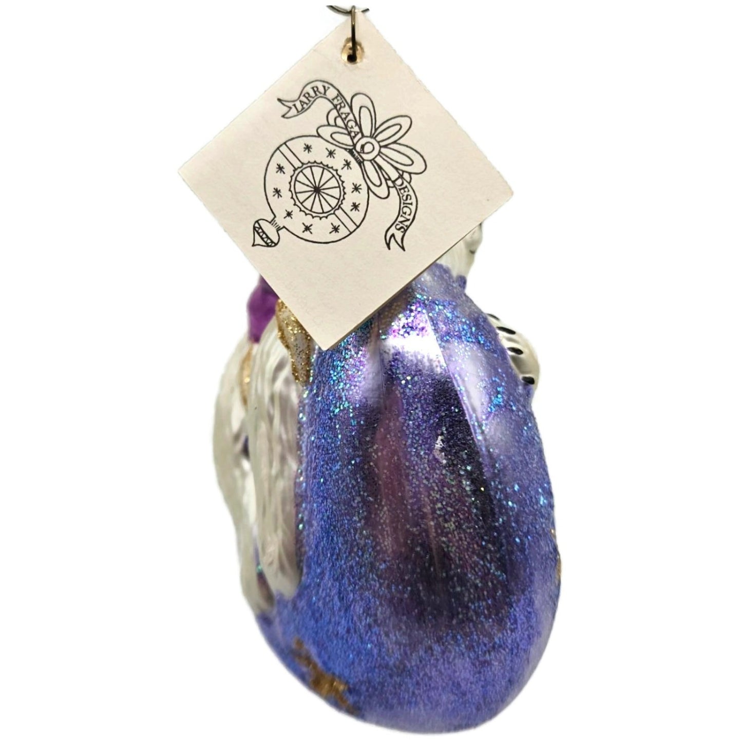 Larry Fraga Moonstruck Polar Bear Moon Stars Glass Christmas Tree Ornament