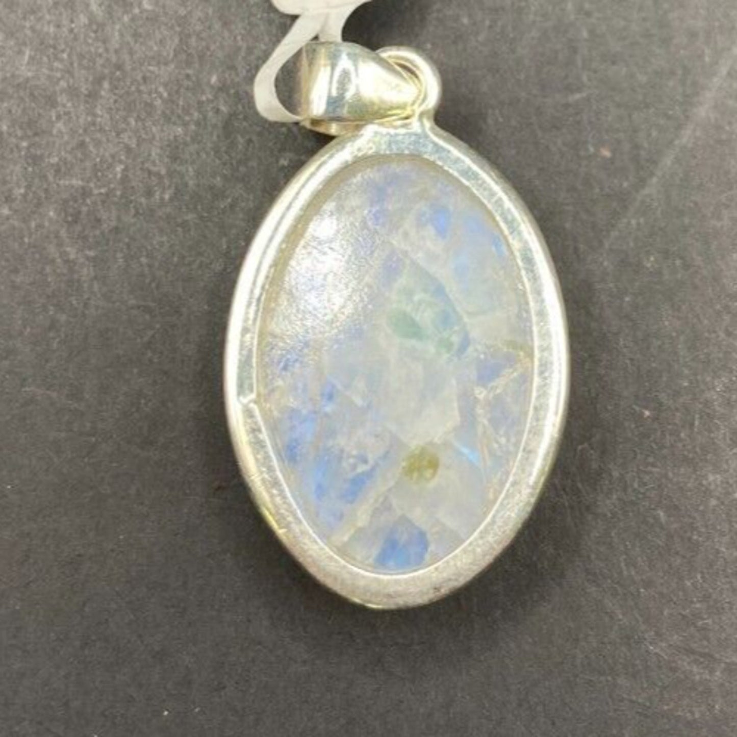 Rainbow Moonstone Pendant Oval Polished Crystal Gemstone Sterling Silver