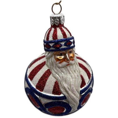 Patricia Breen Hollstrom Santa Patriotic Striped Christmas Tree Ornament NM