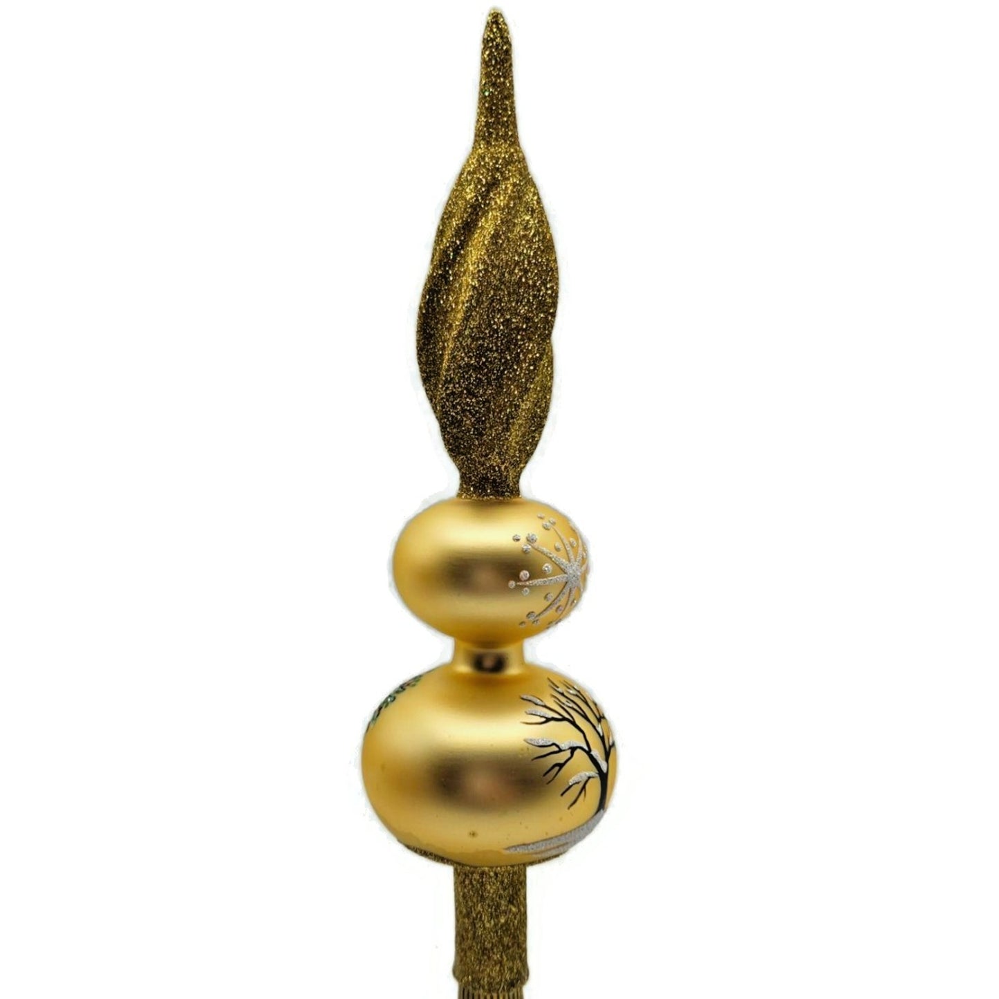 Patricia Breen Orchard Finial Glittered Leaves Apple Christmas Tree Topper 9794