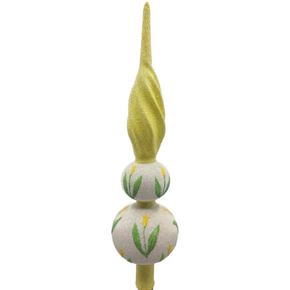 Patricia Breen Miniature Tulip Finial Flowers White Yellow Spring Tree Topper